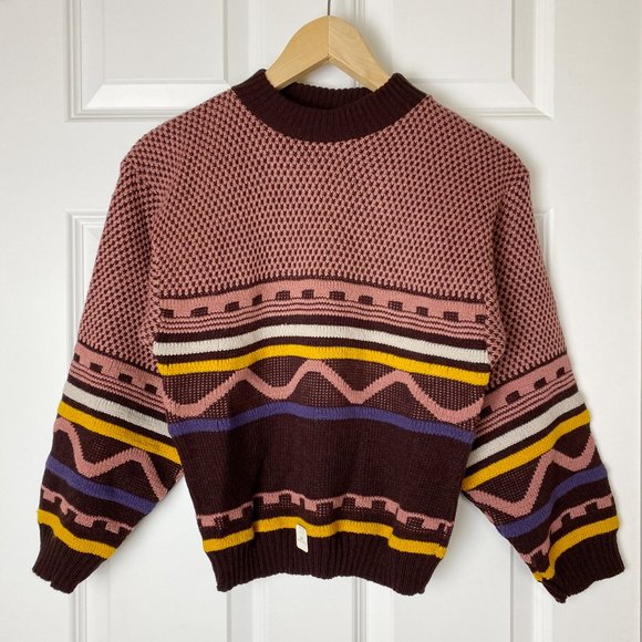 Pacific Bay Sweaters - Cropped Knit Sweater, Pink Brown, Made in USA, NWOT, Size M